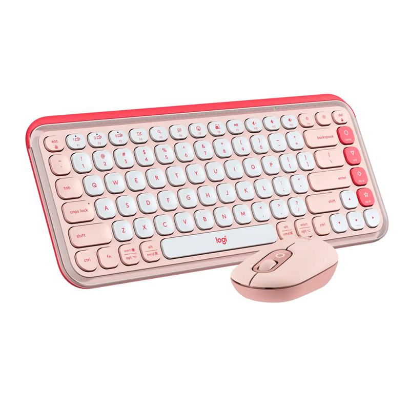 KIT TECLADO Y MOUSE INALAMBRICO BT LOGITECH POP ICON ROSADO 920-013053