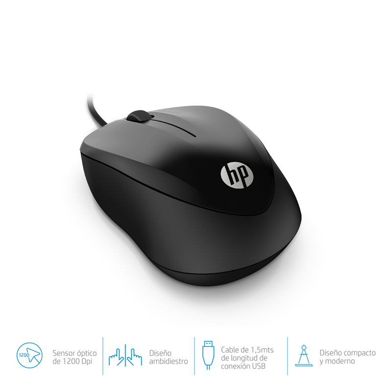 MOUSE USB HP 1000 AMBIDIESTRO 4QM14AA NEGRO