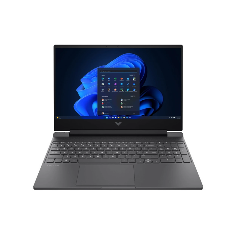 LAPTOP HP VICTUS R5 15-FB2082WM PROC. AMD RYZEN 5 8645HS RAM DDR5 8GB ALMACENAMIENTO SSD 512GB RTX4050 6GB PANTALLA IPS FHD 15.6P 144Hz W11 WIFI+BT KB US A14MNUA