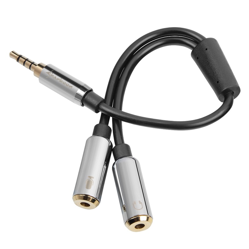 ADAPTADOR DE AUDIO 3.5MM MACHO A 2 3.5MM HEMBRA SHARKOON PMP35