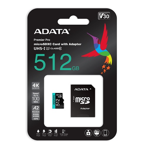 MEMORIA MICROSD ADATA 512GB PREMIER PRO V30 U3 4K