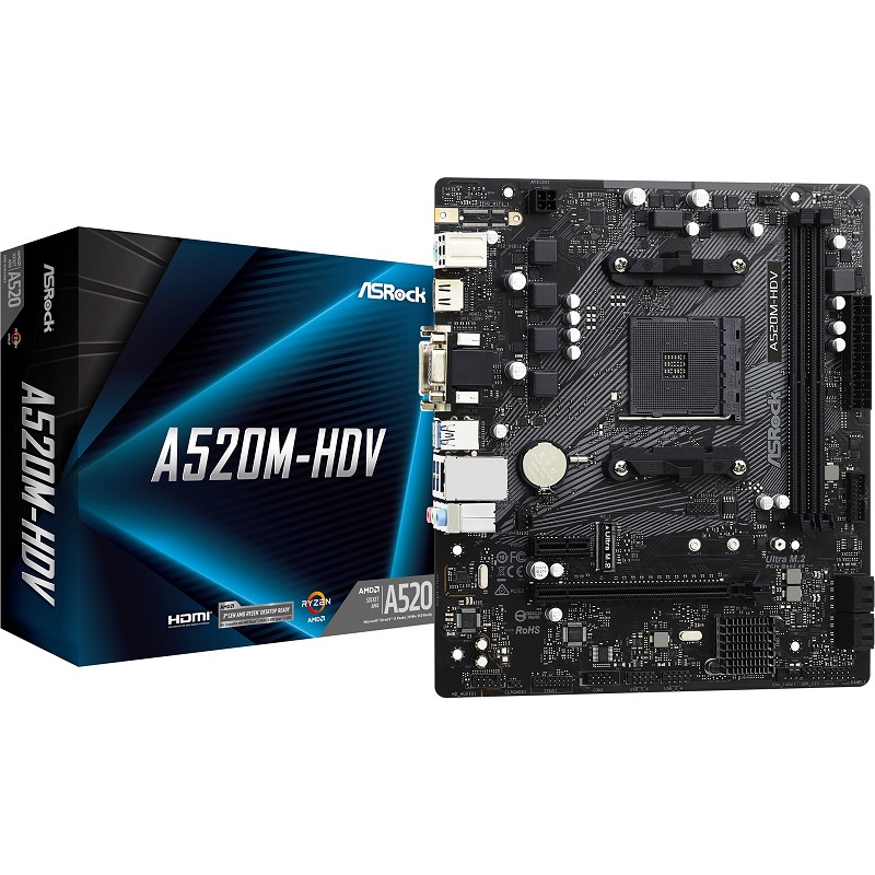 MOTHERBOARD ASROCK A520M-HDV AM4 90-MXBE50