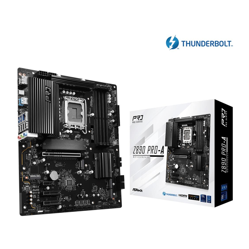 MOTHERBOARD ASROCK Z890 PRO-A LGA1851 DDR5 LAN 2.5G THUNDERBOLT4 TIPO C (4DIMMS DDR5)