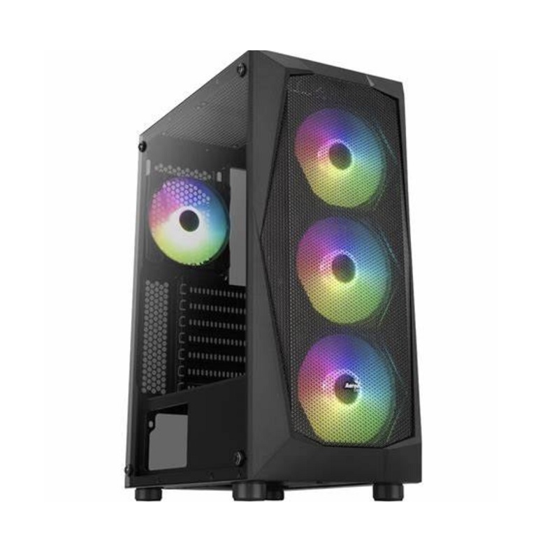 CASE MIDTOWER AEROCOOL FALCON G-BK-V2 TEMPERED GLASS 4 FAN FRGB USB 3.0 X2