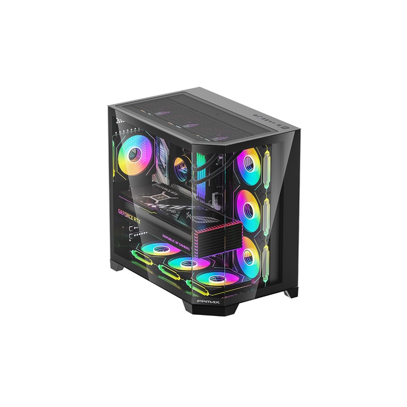 CASE MIDTOWER FORMULA V LINE CRYSTAL Z6 FLOE NEGRO TEMPERED GLASS 4 FAN ARGB