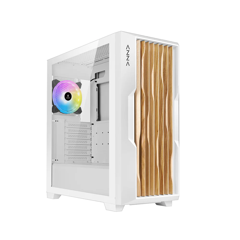 CASE MIDTOWER AZZA GUARDIAN WOOD BLANCO CSAZ-520WW TEMPERED GLASS 1 FAN ARGB