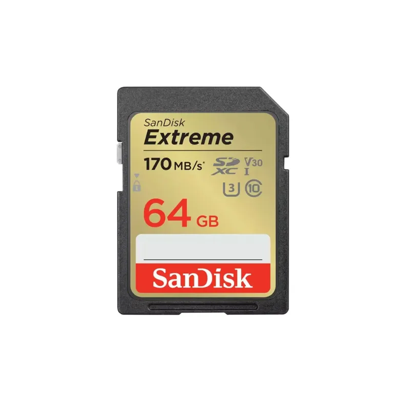 MEMORIA SD SANDISK EXTREME 64GB U3 V30 4K SDSDXV2-064G-GNCIN