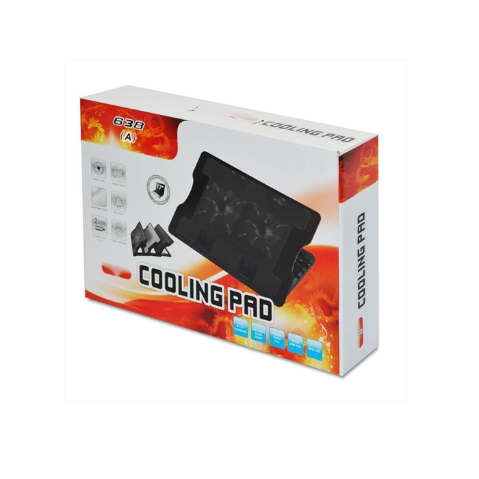 BASE DE VENTILACION PARA LAPTOP HASTA 17P 638A NEGRO