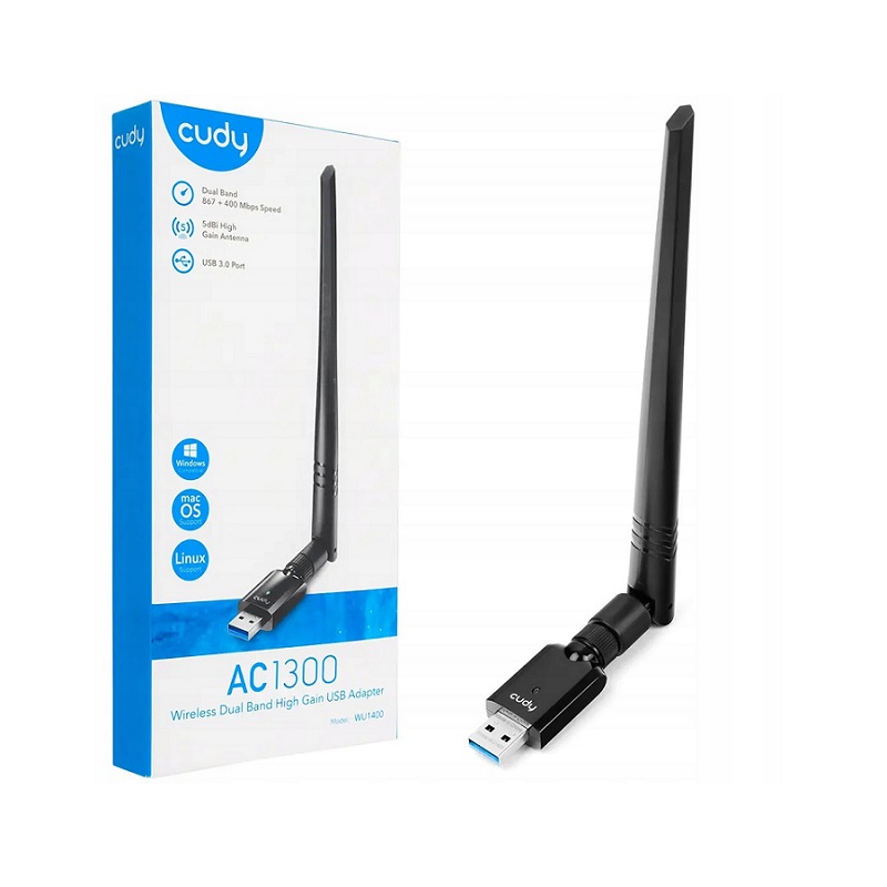 ANTENA USB 3.0 WIFI DUALBAND CUDY WU1400 AC1300 5dBi