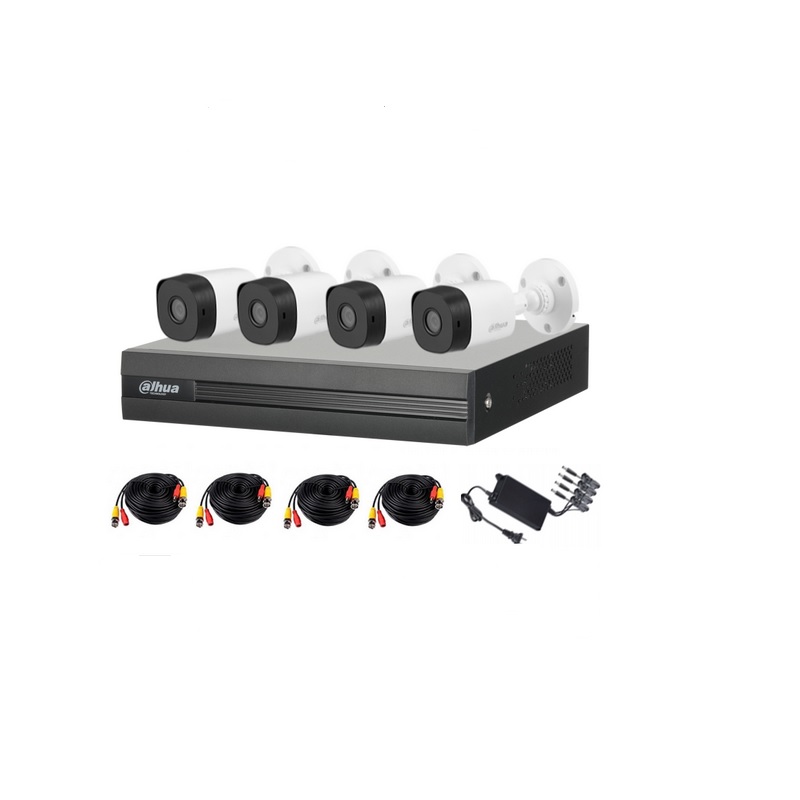 SISTEMA DE VIDEOVIGILANCIA DAHUA HDCVI  4 CAM BULLET 1 DVR DE 8 CANALES CON HDD 1TB Y CABLES DE VIDEO Y PODER