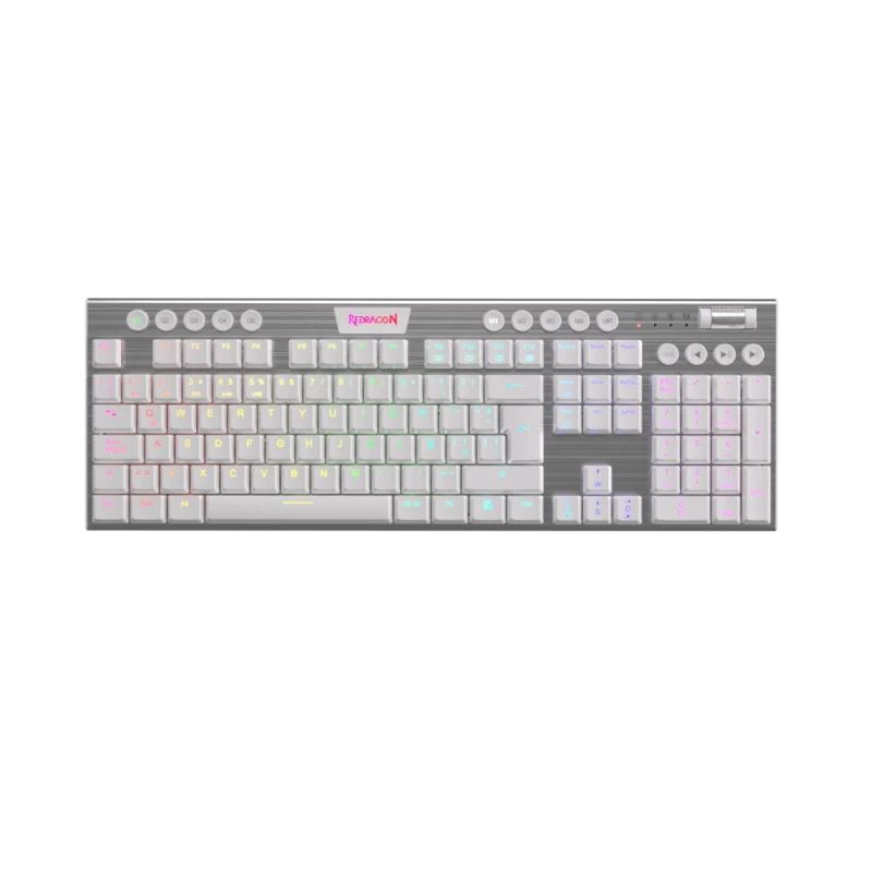 TECLADO MECANICO USB REDRAGON HORUS K619W-RGB SWITCH RED LOW PROFILE