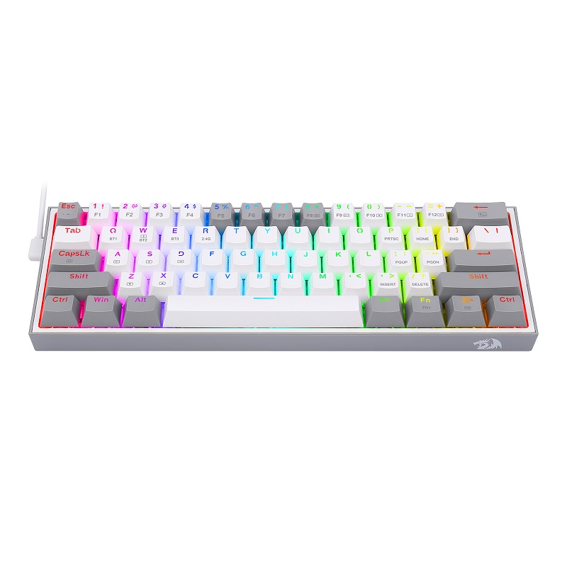 TECLADO MECANICO INALAMBRICO REDRAGON FIZZ PRO K616-RGB BLANCO/GRIS SW RED 60%