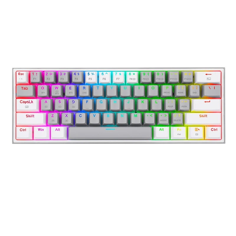 TECLADO MECANICO INALAMBRICO REDRAGON FIZZ PRO K616-RGB GRIS/BLANCO SW RED 60%