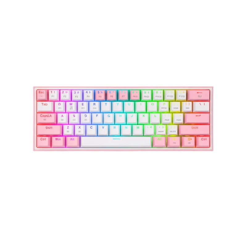 TECLADO MECANICO INALAMBRICO REDRAGON FIZZ PRO K616-RGB BLANCO/ROSADO SW RED 60%