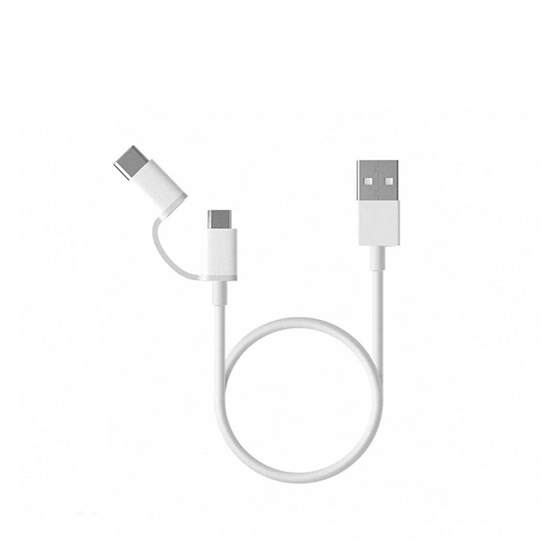 CABLE XIAOMI USB 2EN1 MICRO USB Y TIPO-C 30CM 15304 BLANCO