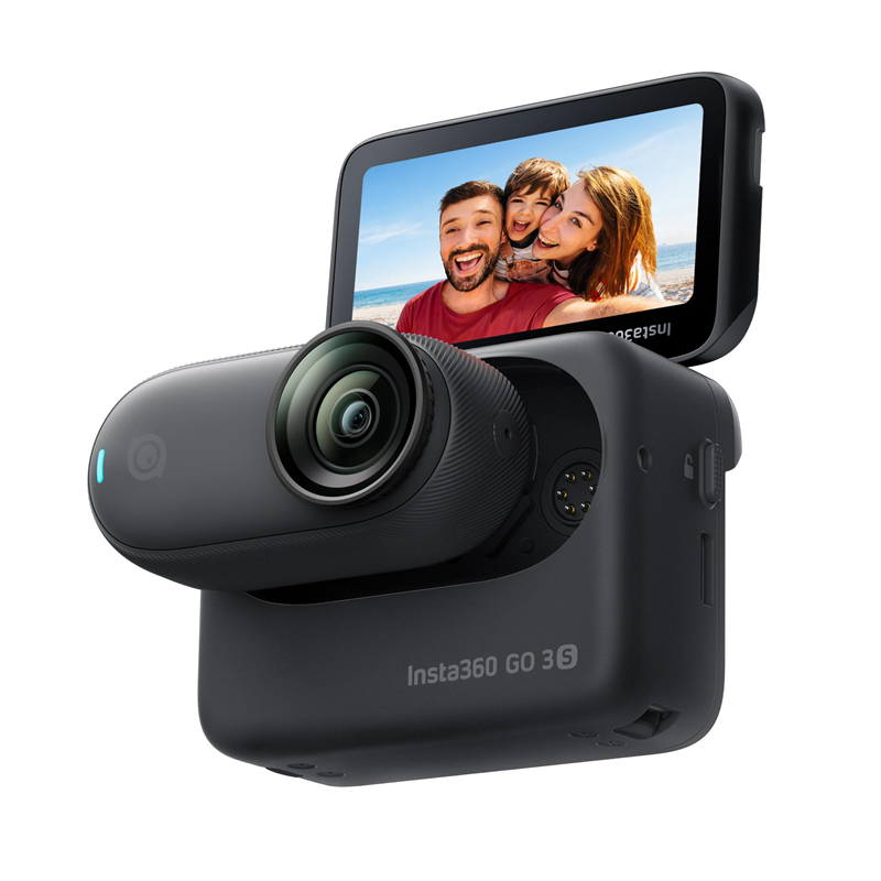 CAMARA DE ACCION INSTA360 GO 3S 4K MONTAJE MAGNETICO HASTA 10MTS ESTABILIZADOR CON IA CINSAATA 128GB NEGRO