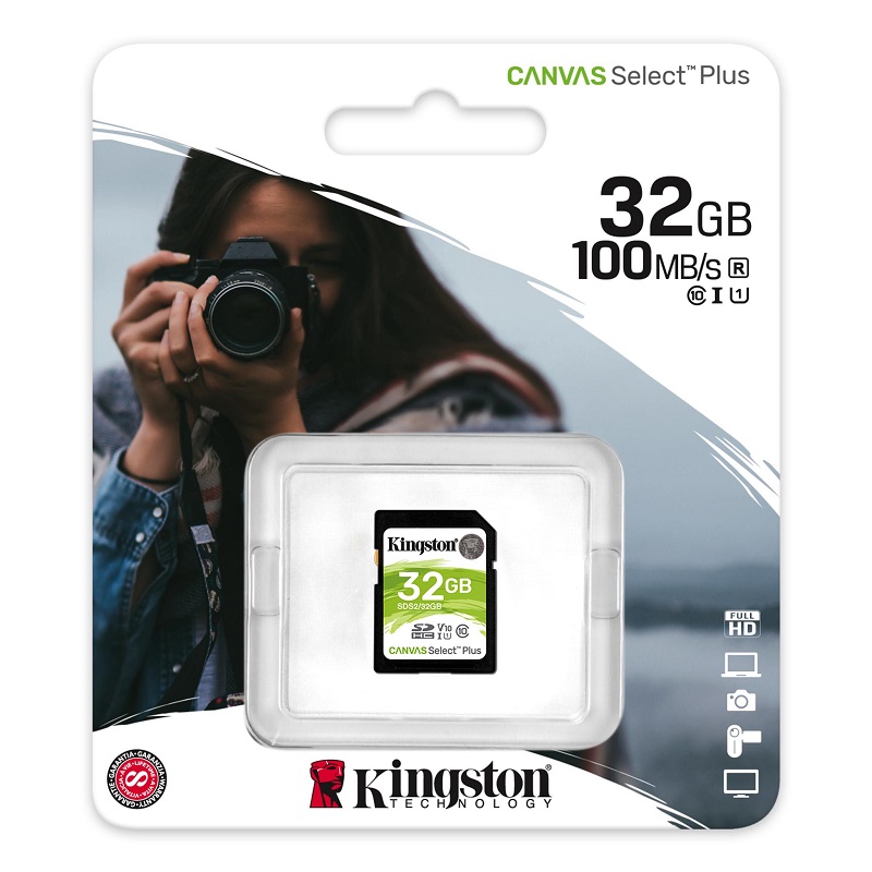 MEMORIA SD KINGSTON 32GB CANVAS SELECT PLUS U1 C10 SDS2/32GB 