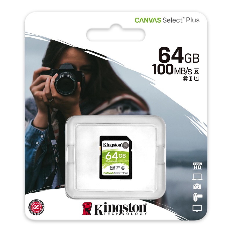 MEMORIA SD KINGSTON 64GB CANVAS SELECT PLUS U1 C10 SDS2/64GB 