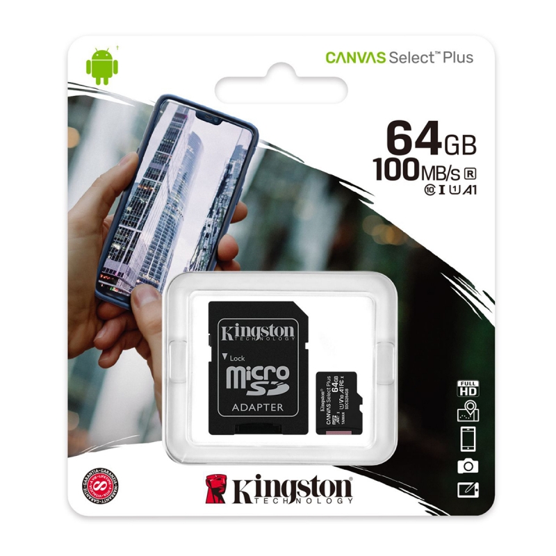 MEMORIA MICROSD KINGSTON 64GB C10  CANVAS SELECT plus SDCS2/64GB