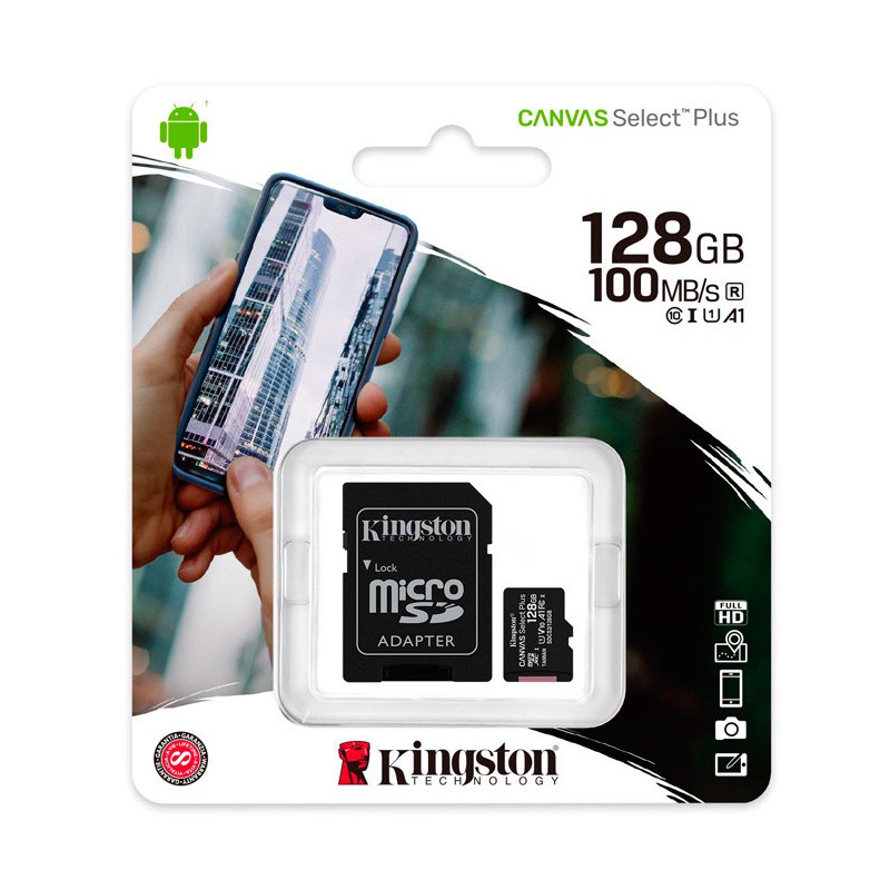 MEMORIA MICROSD KINGSTON 128GB C10  CANVAS SELECT plus SDCS2/128GB