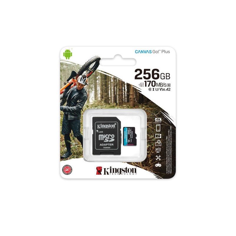 MEMORIA MICROSD KINGSTON 256GB V30 U3  CANVAS GO plus SDCG3/256GB