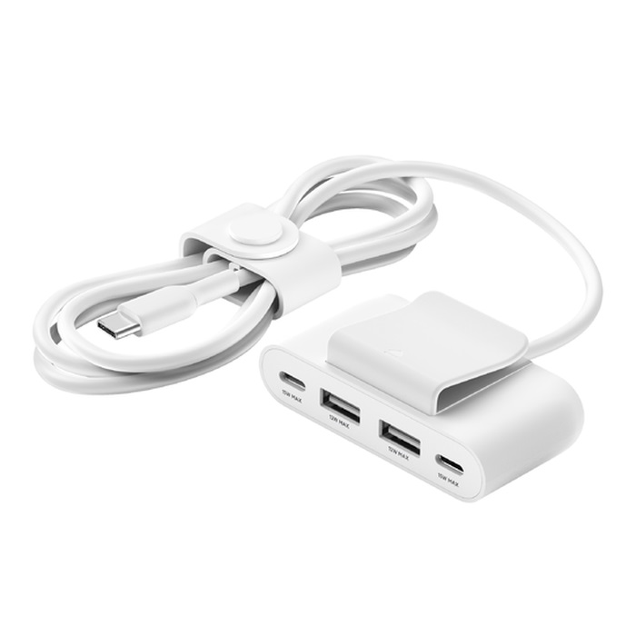 HUB USB DE CARGA BELKIN 2 PUERTOS USB C PD Y 2 USB-A CABLE 2MTS TIPO C BUZ001TT2MWHB7