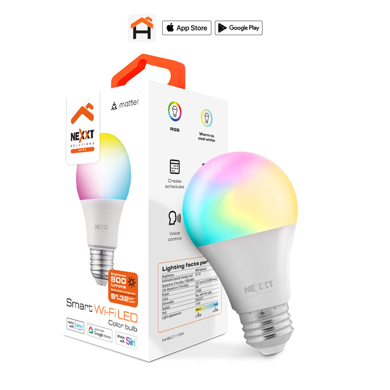 BOMBILLO SMART WI-FI LED RGB NEXXT 800LM NHB-C110M