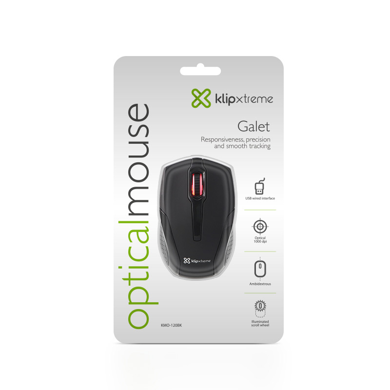 MOUSE USB KLIP XTREME GALET KMO120BK