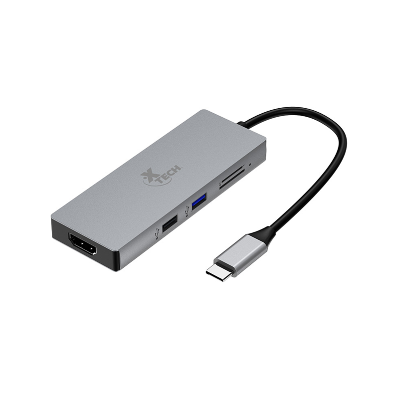 HUB USB TIPO C XTECH HDMI SD CARD USB X2 XTC564