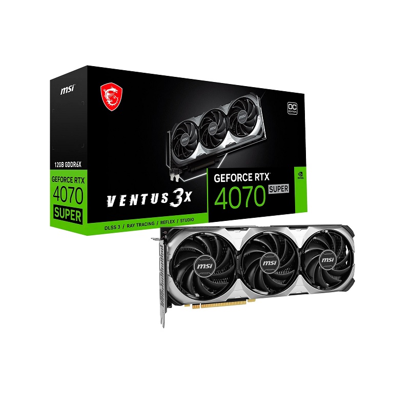 TARJETA DE VIDEO MSI VENTUS 3X RTX4070 SUPER 12GB GDDR6X 