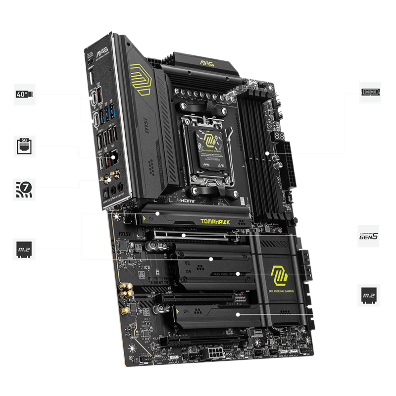 MOTHERBOARD MSI MAG X870 TOMAHAWK WIFI 7 + BLUETOOTH 5.4 AM5 DDR5 911-7E51-001