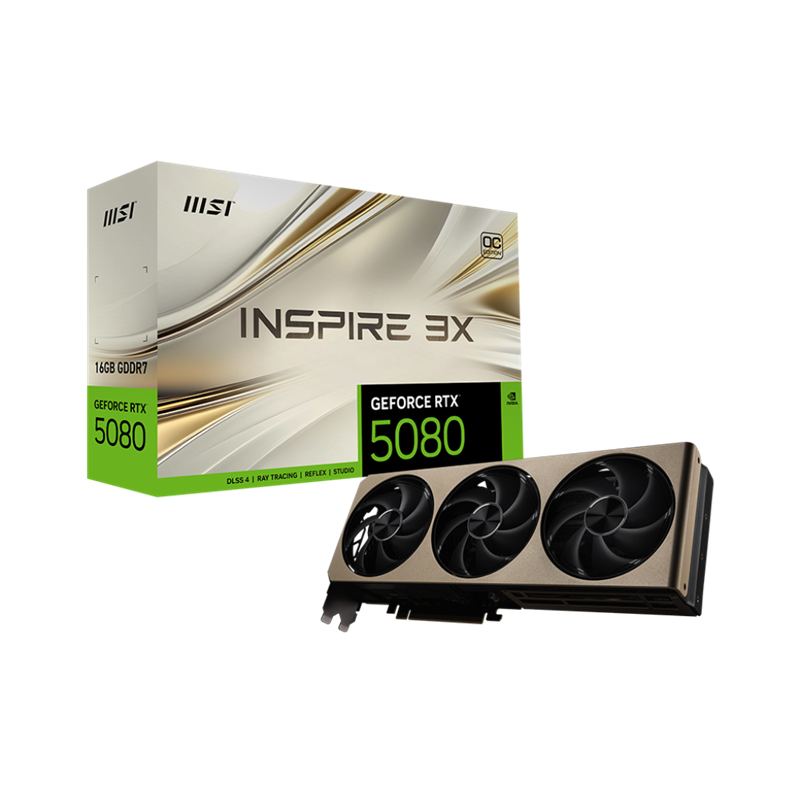 TARJETA DE VIDEO MSI INSPIRE 3X RTX5080 16GB GDDR7 OCE  G5080-16I3C