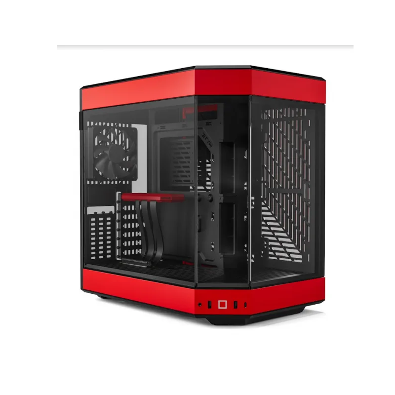 CASE MIDTOWER HYTE Y60 TEMPERED GLASS DOBLE CAMARA CS-HYTE-Y60-BR NEGRO Y ROJO