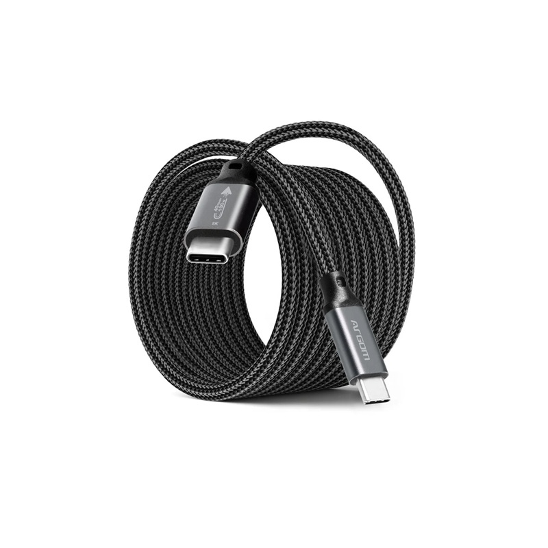 CABLE USB-C MACHO-MACHO THUNDERBOLT ARGOM 100W 40GBPS 8K 4K/60Hz ARG-CB-1405BK 1.8MTS