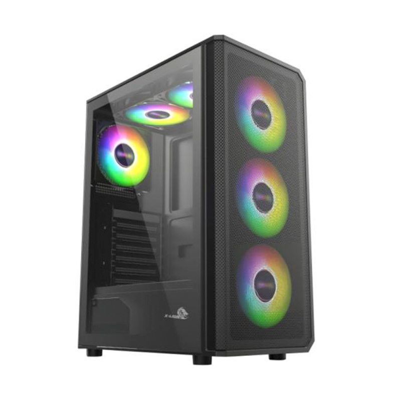 CASE MIDTPWER X-LION KJ-375 TEMPERED GLASS 3 FAN ARGB FRONTALES (REQUIEREN 5V DE MOBO)