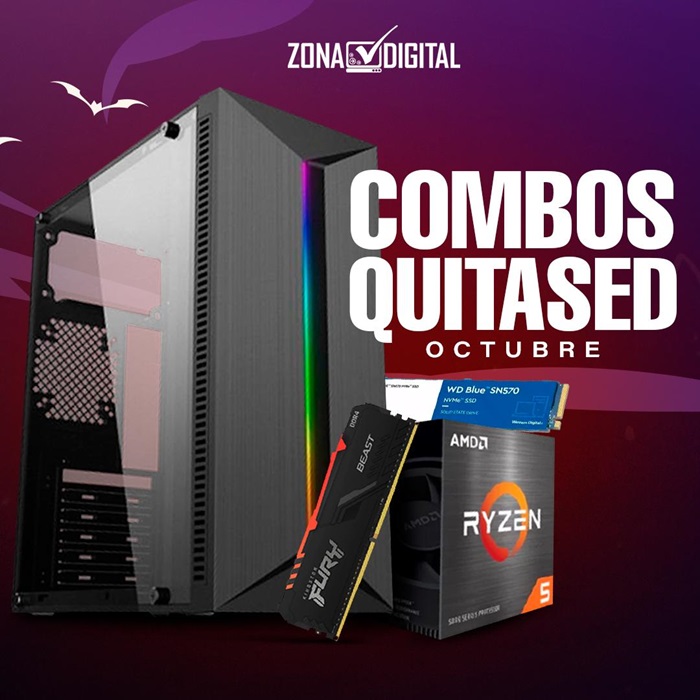 COMBO DE PC AMD RYZEN 7 5700G A520 DDR4 16GB SSD 240GB NOIR 430W CERT.