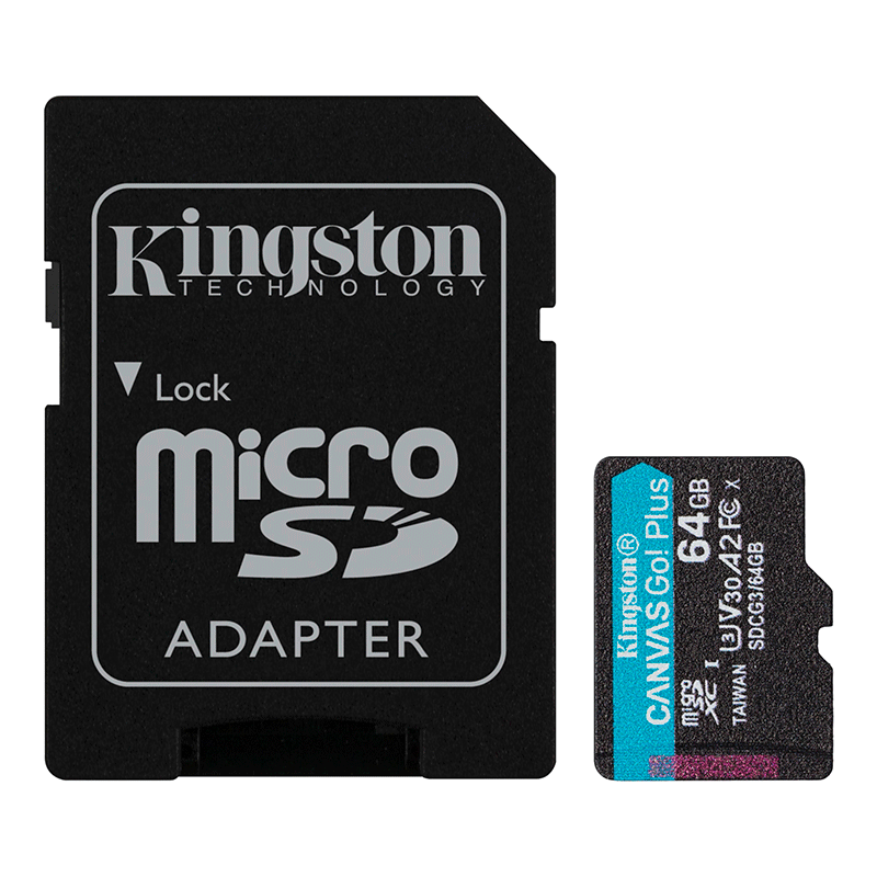 MEMORIA MICROSD KINGSTON 64GB V30 U3  CANVAS GO plus SDCG3/64GB