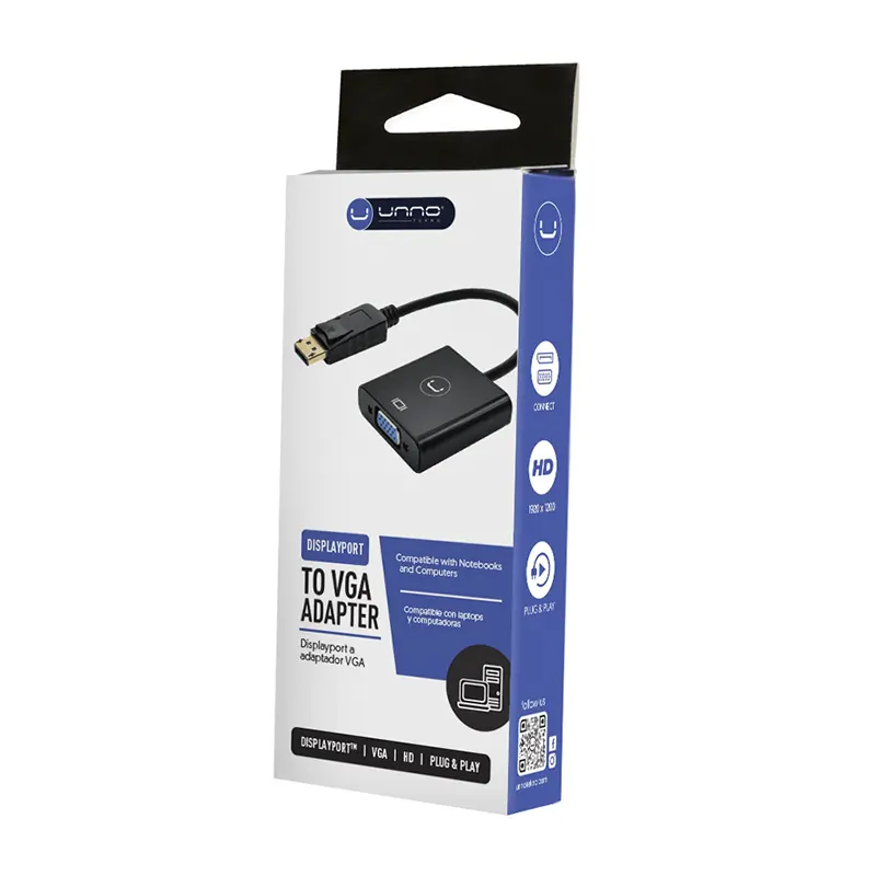 ADAPTADOR DISPLAY PORT A VGA UNNO AD3006BK