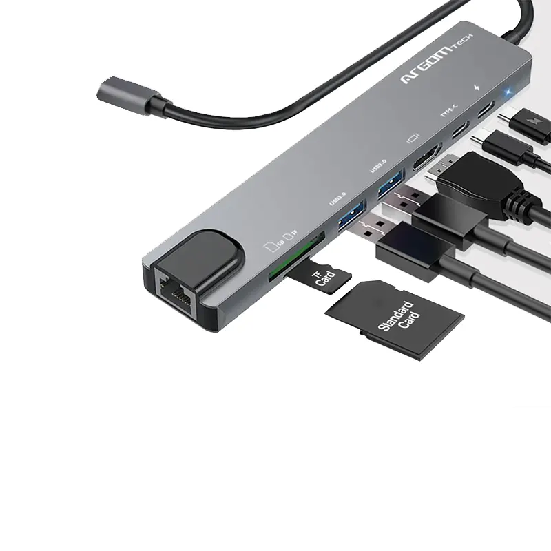 HUB USB TIPO C ARGOM HDMI RJ45 TF CARD USB X2 ARG-UB-0093