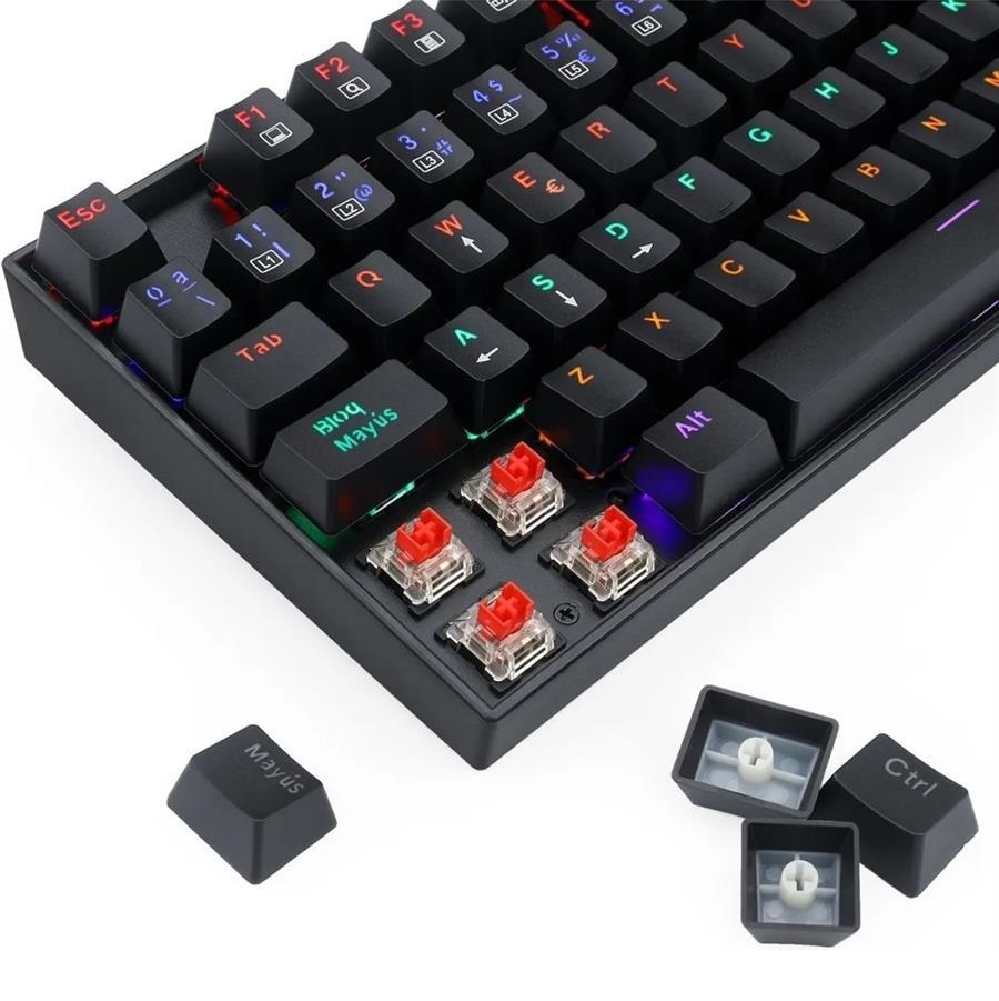 TECLADO MECANICO REDRAGON KUMARA K552RGB-1 SP-RED BLACK TKL SW RED