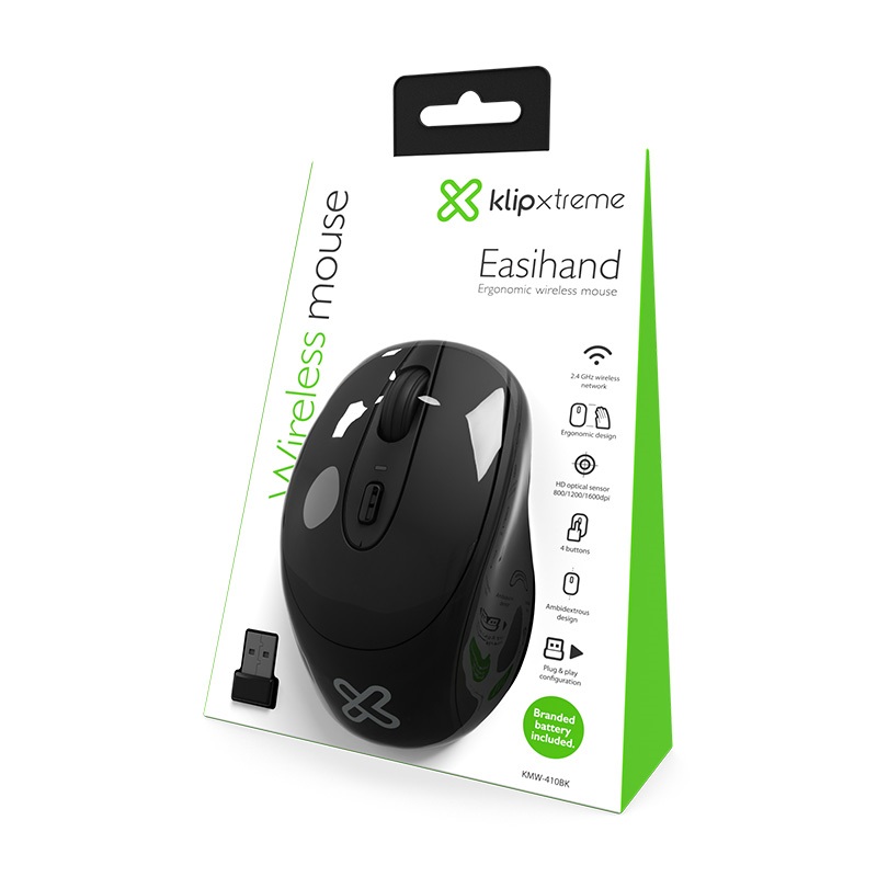 MOUSE INALAMBRICO KLIP XTREME EASIHAND KMW-410BK NEGRO